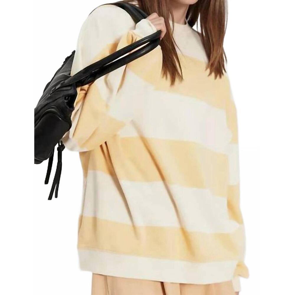 NEW FREE PEOPLE classic striped oversized crewneck top in apricot combo - Picture 4 of 6